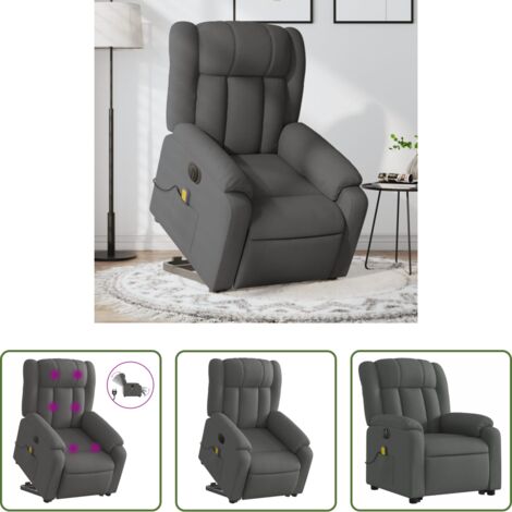 Massaggio elettrico -  Poltrona Alzapersona Massaggi Elettrica Grigio Scuro Tessuto