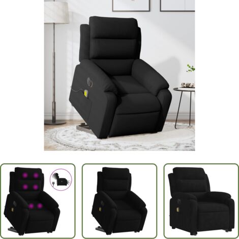 Massaggio elettrico -  Poltrona Alzapersona Massaggi Elettrica Reclinante Nera Velluto