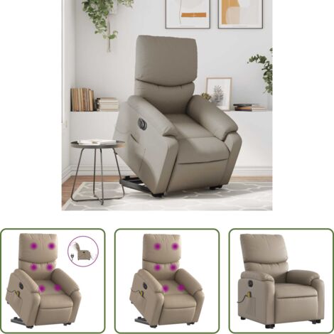 Massaggio elettrico -  Poltrona Alzapersona Massaggio Elettrica Cappuccino Similpelle
