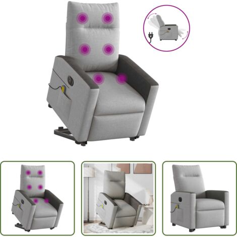 Massaggio -  Poltrona Alzapersona Massaggi Elettrica Grigio Nuvola Tessuto