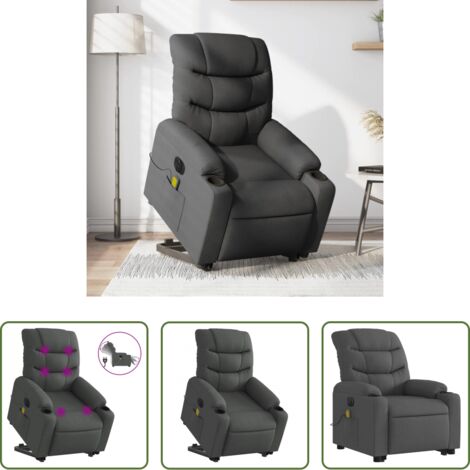 Massaggio -  Poltrona Alzapersona Massaggi Elettrica Grigio Scuro Tessuto