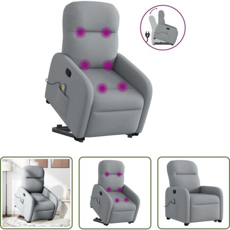 Massaggio -  Poltrona Alzapersona Massaggi Reclinabile Grigio Chiaro Tessuto