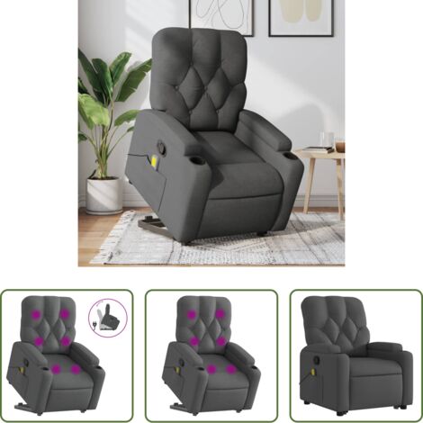 Massaggio -  Poltrona Alzapersona Massaggi Reclinabile Grigio Scuro Tessuto