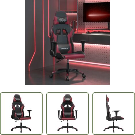 Massaggio -  Sedia Gaming Massaggio Nero e Rosso Vino in Similpelle