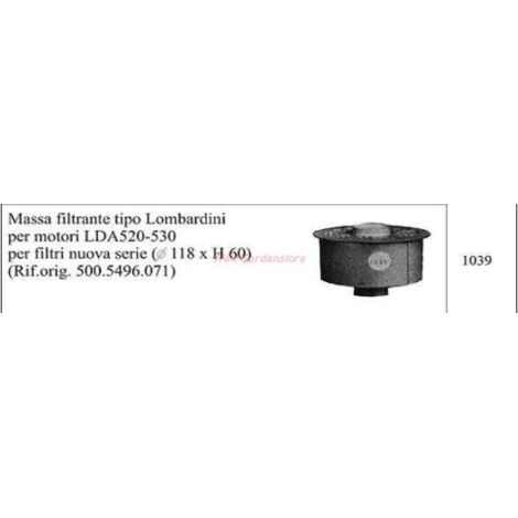 Masse filtrante type LOMBARDINI pour motoculteur LDA 520 530 1039