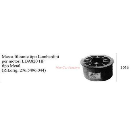 Masse filtranti tipo LOMBARDINI per motocoltivatore LDA 820 HF 1036