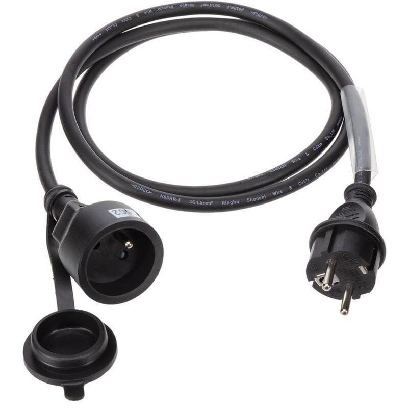 Rallonge en caoutchouc avec gaine rétractile - 3G1.5 - 1.5 m - terre française