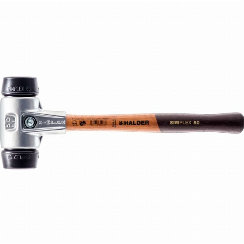 Maillet halder simplex Caoutchouc chargé avec boîtier en aluminium et manche en bois - D=40 mm - 3102.040