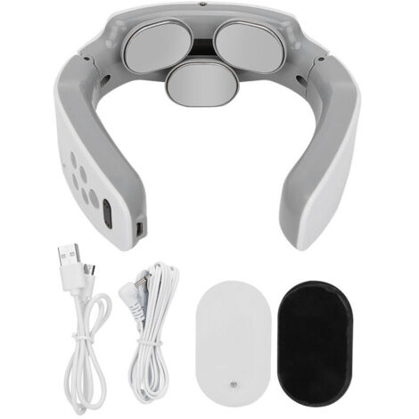 Masseur cervical rechargeable intelligent - 3 têtes physiothérapie - Blanc - Charge rapide