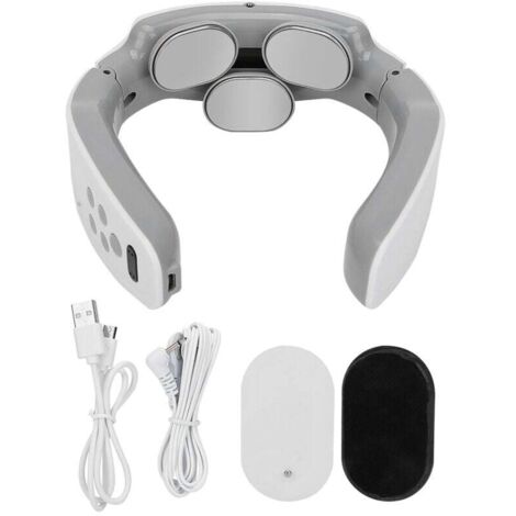 Masseur cervical rechargeable intelligent - 3 têtes physiothérapie - Blanc - Charge rapide