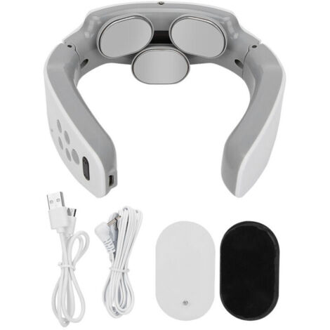 Masseur cervical rechargeable intelligent - 3 têtes physiothérapie - Blanc - Charge rapide