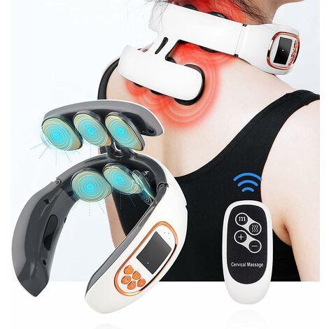 Masseur Cervical Shiatsu Intelligent avec Chaleur, Massage de Cou Électrique avec 4 Modes de d'Impulsion 15 Niveaux d'Intensité, Massage par Pétrissage Profond sans Fil pour Maison