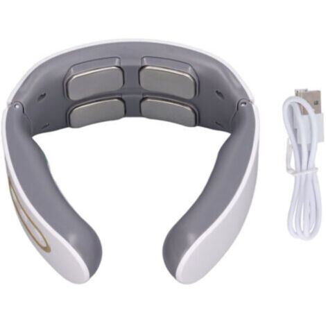 Masseur cervical TENS 4 têtes 6 modes 9 vitesses - Chauffage compression - Drainage lymphatique - Blanc