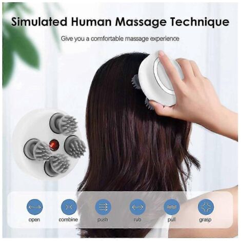 Masseur de cuir chevelu électrique, masseur de tête portable pour la croissance des cheveux, masseur de cheveux portatif avec 4 masses
