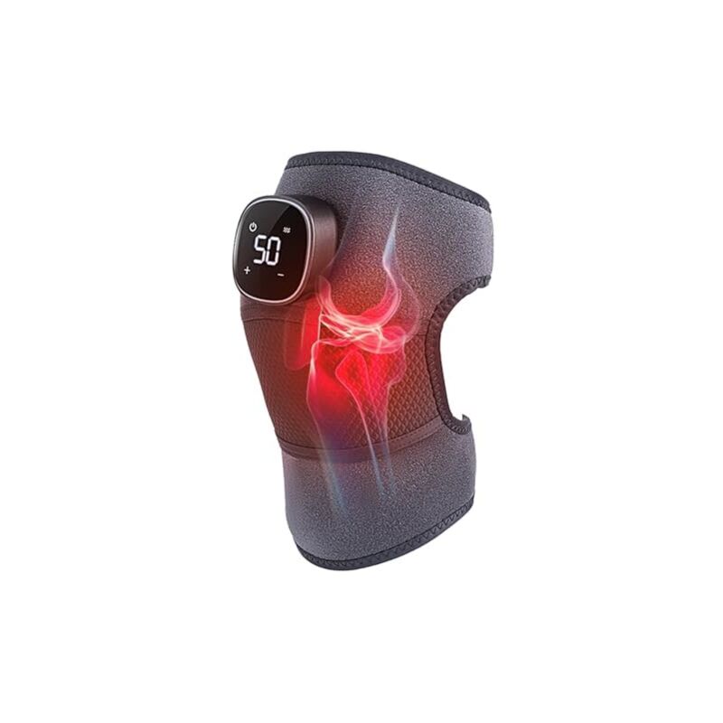 Masseur de Genou Chauffant, Genouillère avec Massage, Vibrations Chauffantes Réglables et Cycliques, Genouillère Entièrement Chauffée 3D pour Masseur