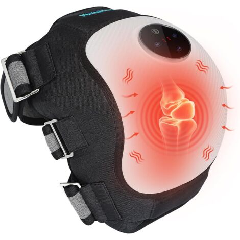 Masseur de genou chauffant sans fil, 3 niveaux de vibration et de pression d'air, chaud 45 - 65 ° C, 4 minuteries, soulagement de l'arthrite, batterie 5000mah