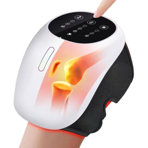 Masseur de genoux pour soulager la douleur, masseur de genoux sans fil avec lumière rouge, masseur de genoux avec chauffage pour le confort des articulations et la relaxation, utilisation à domicile.