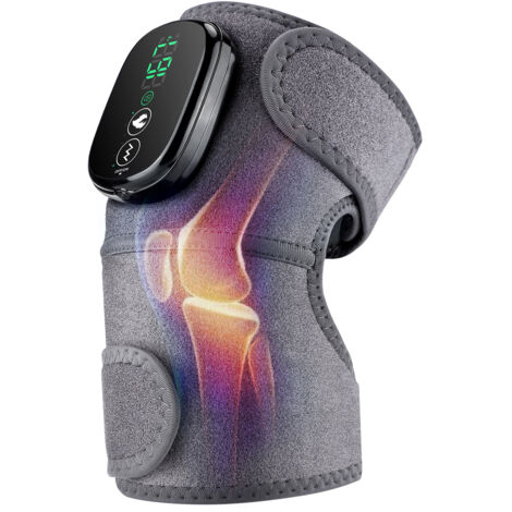 Masseur de genoux sans fil avec chaleur et vibrations, coussin chauffant 3 en 1 pour genoux, épaules et coudes, batterie 5000 mAh, commande tactile portable pour soulager la douleur