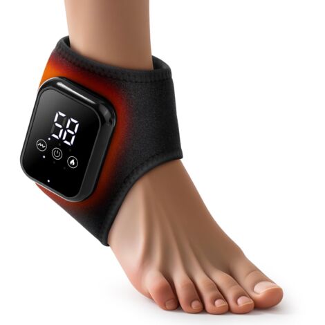 Masseur de pieds, coussin de massage chauffant rechargeable pour chevilles afin de soulager la douleur (noir - emballage individuel)