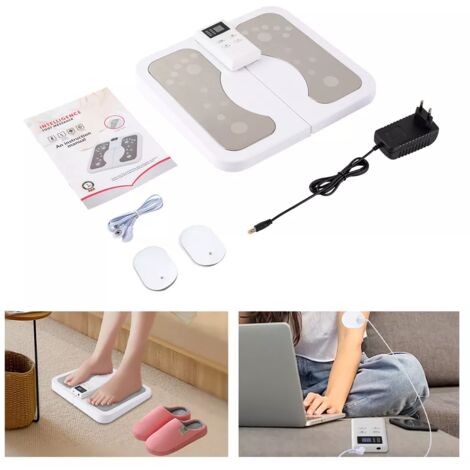 Masseur de pieds EMS 2-en-1 Stimulateur de circulation des pieds à 6 modes avec fonction minuterie