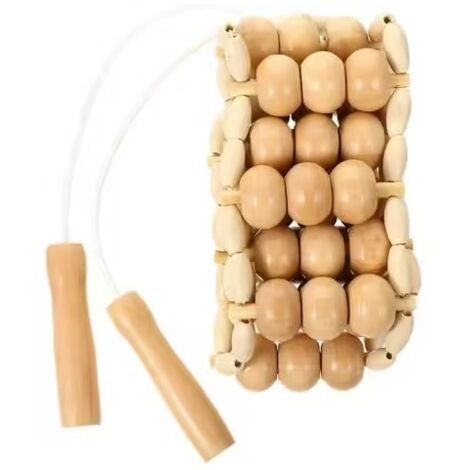 Masseur Dos - Rouleau Massage Bois Naturel avec Corde Réglable - Pour Soulagement Musculaire Corps Complet Cou Épaules Jambes Dos - 1 Pièce