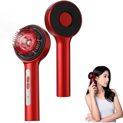 Masseur électrique 3 en 1 pour cuir chevelu, brosse de massage sans fil à lumière rouge, étanchéité IPX7, applicateur d'huile capillaire, peigne de massage pour soins capillaires