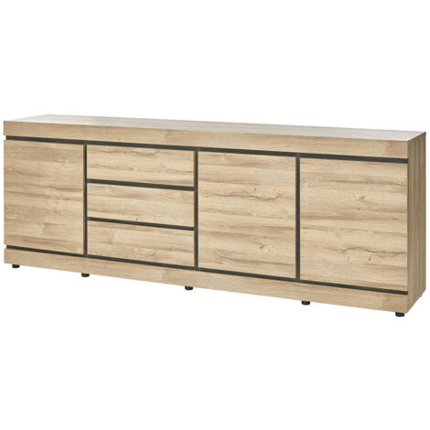 MASSIRE - Buffet 3 Portes 3 Tiroirs Aspect Bois