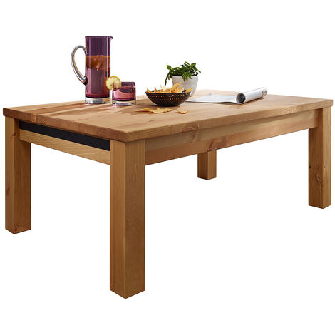 Massivholz Couchtisch 110x70 cm WILSON-69 in Kiefer massiv eichefarbig, B/H/T: ca. 110/45/70 cm