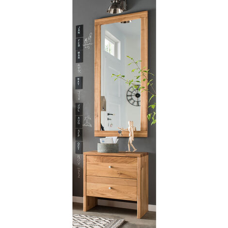 Massivholz Set Flurkommode Spiegel Eiche massiv CUENCA-137