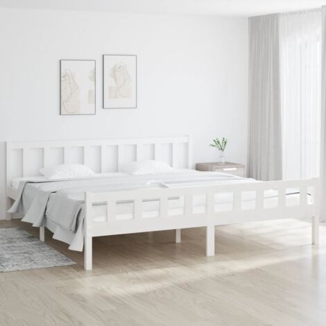 Massivholzbett  Doppelbett  Bett für Schlafzimmer Weiß 160x200 cm DE58983