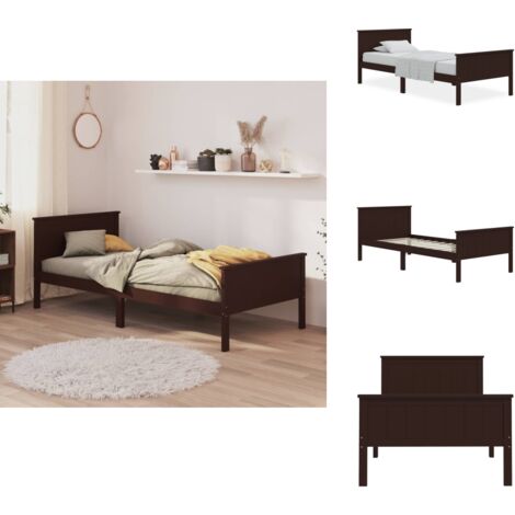 VIDAXL Betten & Bettgestelle - Living Massivholzbett Dunkelbraun Kiefer 90x200 cm