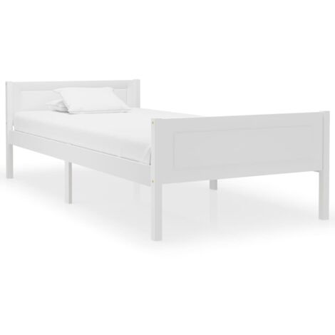 Massivholzbett  Einzelbett  Bett für Schlafzimmer Kiefer Weiß 100x200 cm DE79116
