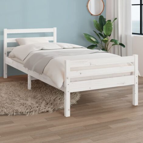Massivholzbett  Einzelbett  Bett für Schlafzimmer Weiß 100x200 cm DE89720