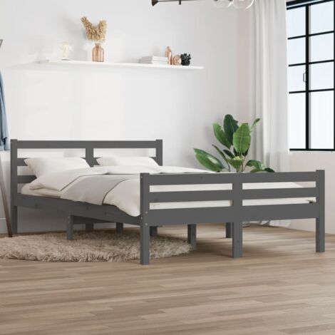 Massivholzbett Grau 120x200 cm vidaXL