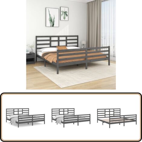 Massivholzbett Grau 200x200 cm - Holzbett - Massivholzbette - Kiefernbett - Doppelbett - Boxspringbett