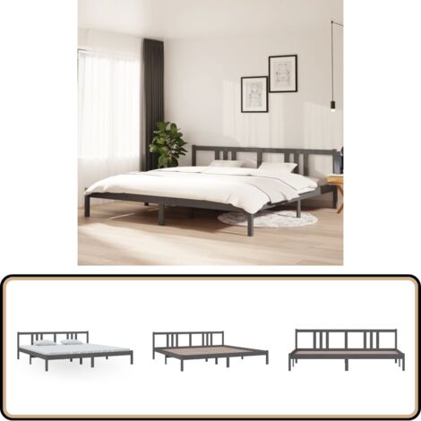 Massivholzbett Grau 200x200 cm - Holzbett - Massivholzbette - Kiefernholzbette - Doppelbett - Boxspringbett