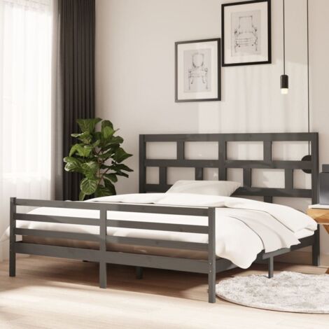 Massivholzbett Grau Kiefer 200x200 cm vidaXL