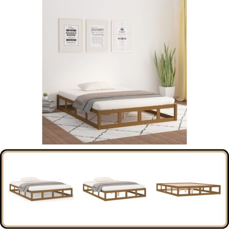 Massivholzbett Honigbraun 150x200 cm - Holzbett - Massivholzbette - Kiefernbett - Doppelbett - Boxspringbett