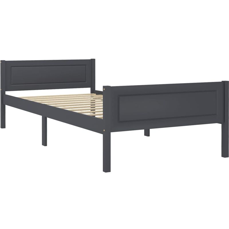 Vidaxl - Massivholzbett Kiefer Grau 100x200 cm - Grau