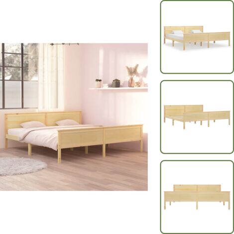 Massivholzbett Kiefer 200x200 cm - Massivholzbette - Kiefernbett - Doppelbett - Bettgestell - Holzbettrahmen