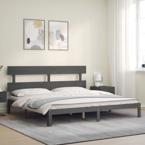 Massivholzbett mit Kopfteil Grau 200x200 cm vidaXL