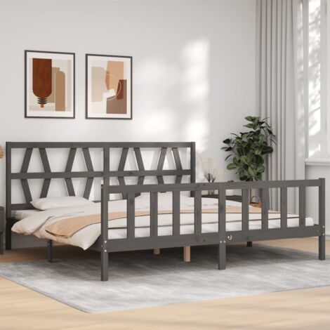 Massivholzbett mit Kopfteil Grau 200x200 cm vidaXL