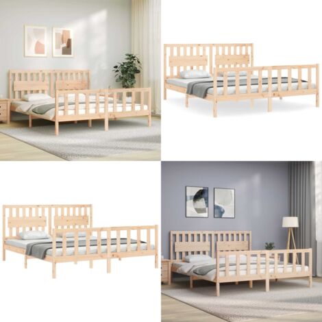 Massivholzbett mit Kopfteil - Holzbett - Kiefernholzbett - Massives Holzbett - Boxspringbetten - Doppelbett - Home & Living