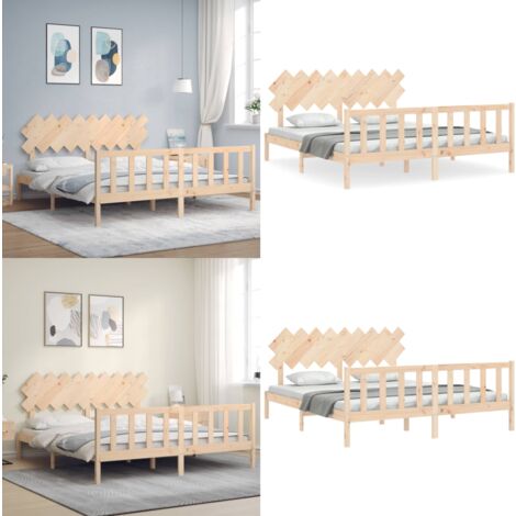 Massivholzbett mit Kopfteil - Holzbett - Kiefernholzbett - Massives Holzbett - Boxspringbetten - Lattenrost - Home & Living