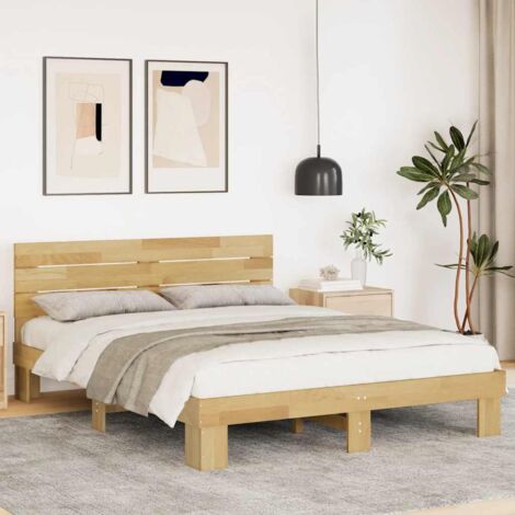 Massivholzbett mit Kopfteil ohne Matratze 160x200 cm Eichenholz vidaXL