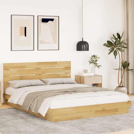 Massivholzbett mit Kopfteil ohne Matratze 160x200 cm Eichenholz vidaXL