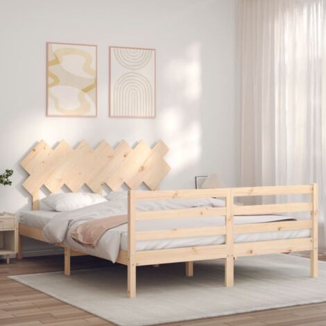Massivholzbett mit Kopfteil vidaXL