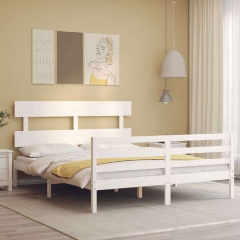 Massivholzbett mit Kopfteil Weiß 160x200 cm vidaXL