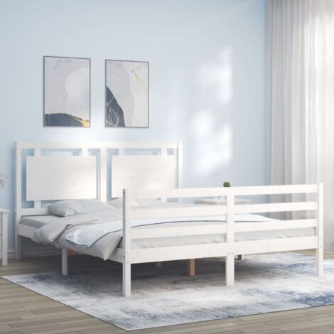 Massivholzbett mit Kopfteil Weiß 160x200 cm vidaXL