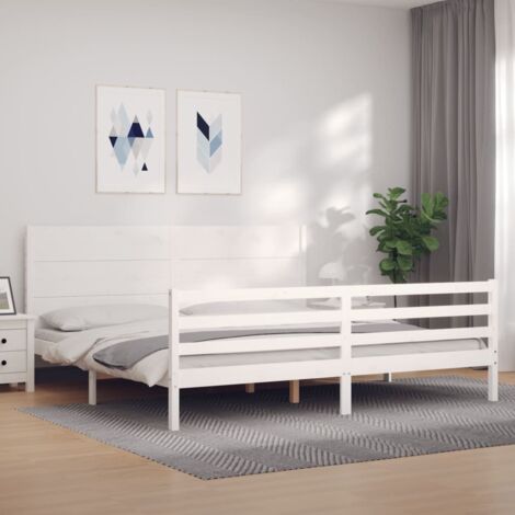 Massivholzbett mit Kopfteil Weiß 200x200 cm vidaXL